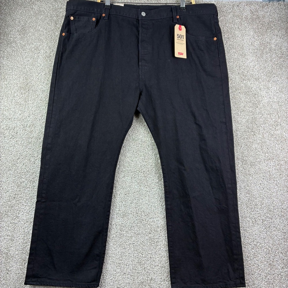 NWT Levi's 501 Original Stretch Jeans Size 44x28 Black Button Fly Workwear